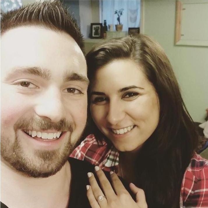 Here we are in our first apartment the night of our engagement! <3