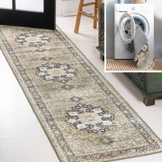 Maris Ornate Medallion Washable Runner Rug