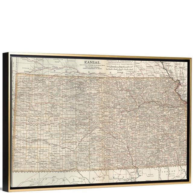 Kansas - GOLD Vintage Map Stretched Canvas Print