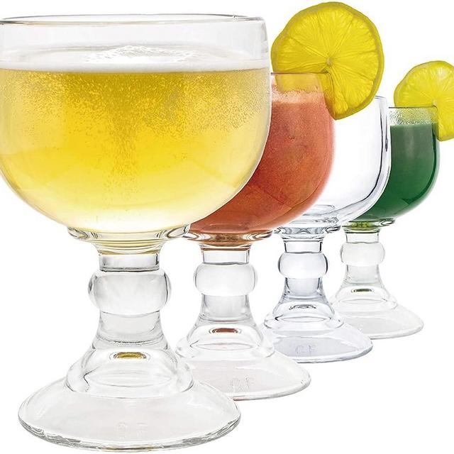 Chefcaptain Schooner Beer Glass - 26.5 Oz JUMBO SIZE XL Goblet Crystal Style ZERO LEAD Shrimp Cocktail, Coronaritas, Margaritas 4 PACK (XL 26.5 OZ)