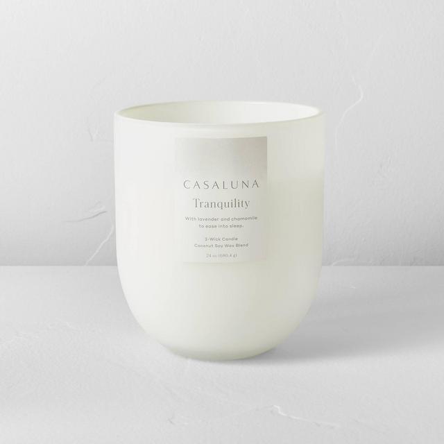 24oz Tranquility Core Multi-Wick Glass Candle White - Casaluna™