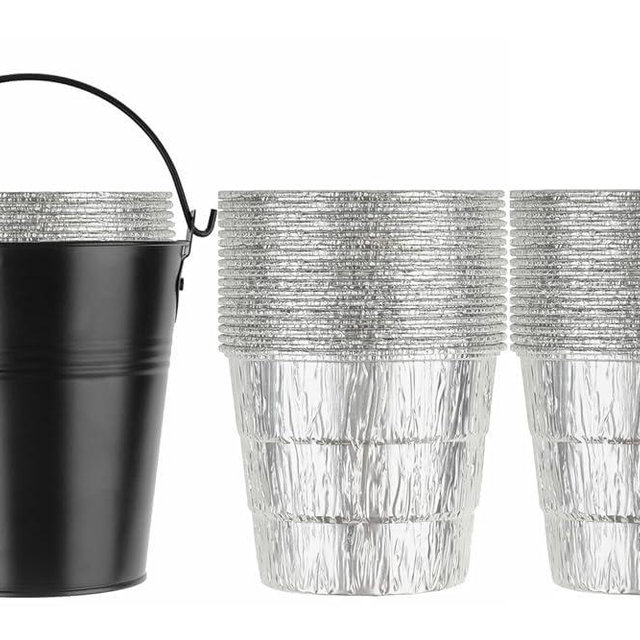 30Pack Liners & 1 Pack Black Bucket for Mostly Wood Pullet Grill or Smoker Grease Catch Holder
