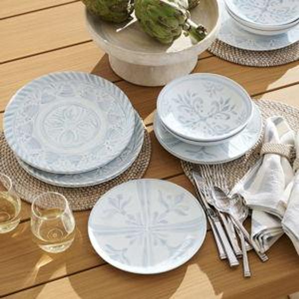 Chambray Tile Stoneware Dinner Plates - Set of 4