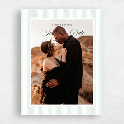 Dark Charcoal, White Wedding Save the Date - Seychelles Photo