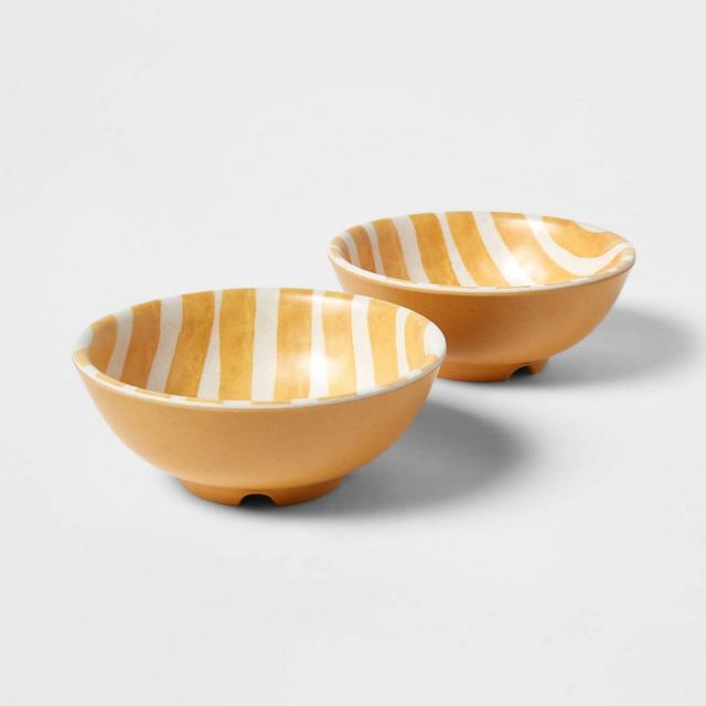 4.5oz 2pk Bamboo and Melamine Striped Mini Bowls Yellow - Threshold™