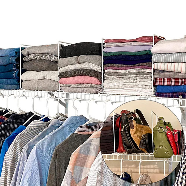 Evelots Wire Shelf Dividers-10 Pack-Closet Storage & Organization for Office/Pantry/Garage-Shelf Separator-Easy Clip-No Tool-Plastic Coated Steel