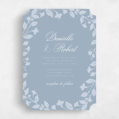 Blue Ticket Wedding Invitation - Fawn Portrait