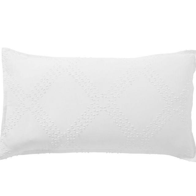 Textured Jacquard Cotton Sham, King, White