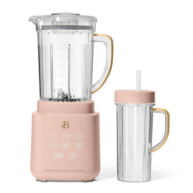 Beautiful PowerExact High-Performance 700-Watt Blender by Drew Barrymore, 50-Ounce Pitcher, Stainless 4-Tip Blade, 3 Speeds + 4 Presets, Dishwasher-Safe Parts, Travel Cup Included (Rose)