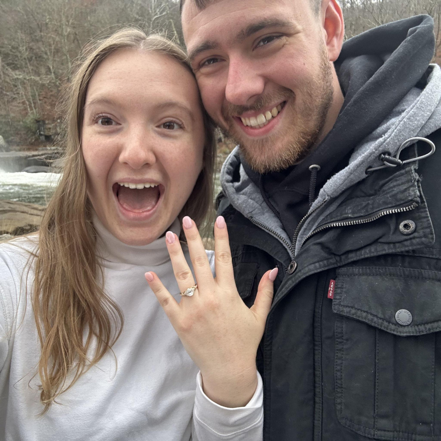 Us at Tygart Lake (over a year later for our engagement!)