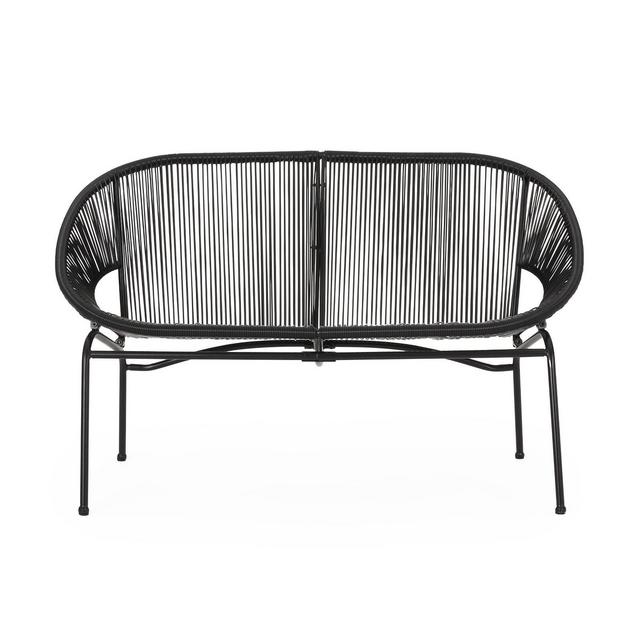 Condessa Patio Hammock Weave Loveseat Bench - Black - Christopher Knight Home