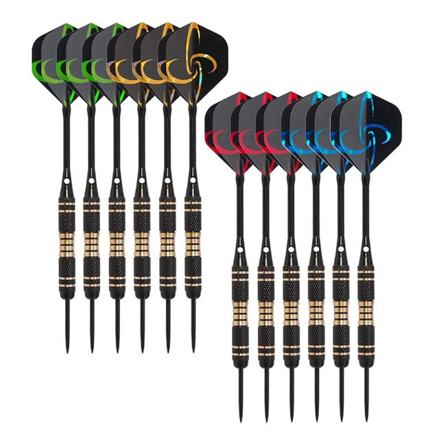 Wolftop 12 Pack Steel Tip Darts 22/23 Grams, Professional Darts Metal Tip Set with Aluminum Shafts, Standard Flights, Rubber O'Rings and Extra Dart Sharpener