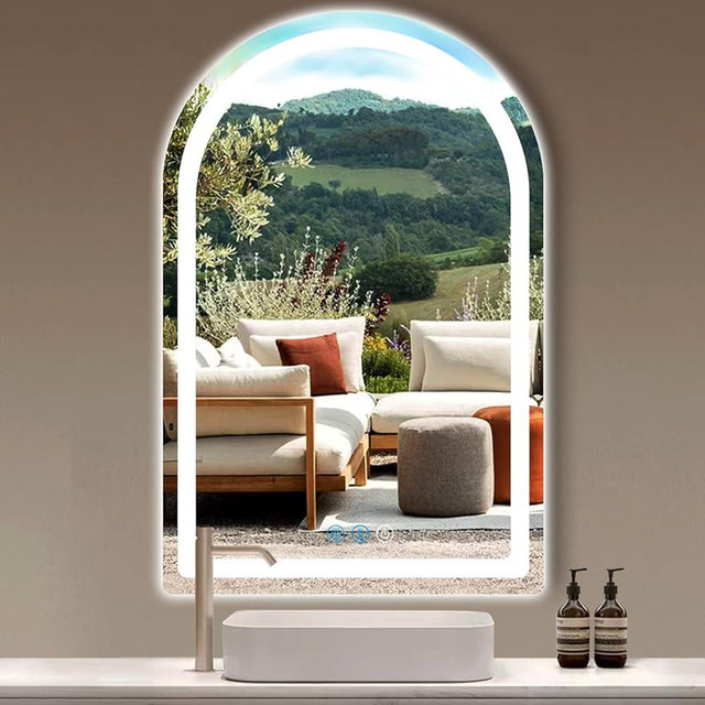 DIDIDADA Arch Bathroom LED Mirror with Light 30 x 20 Inch Arch Light up Mirror for Bathroom Wall Mounted Arch Lighted Vanity Mirror Anti Fog Dimmable 3 Color 30x20 Smart Bathroom Light Arch Mirror