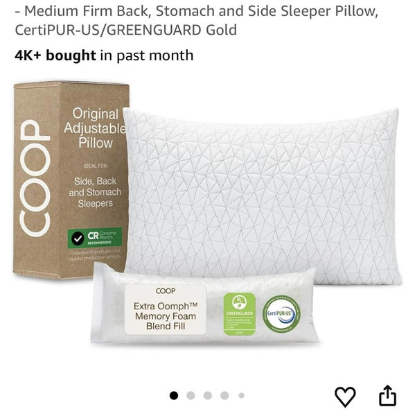 Coop Home Goods Original Adjustable Pillow, King Size Bed Pillows for Sleeping, Cross Cut Memory Foam Pillows - Medium Firm Back, Stomach and Side Sleeper Pillow, CertiPUR-US/GREENGUARD Gold