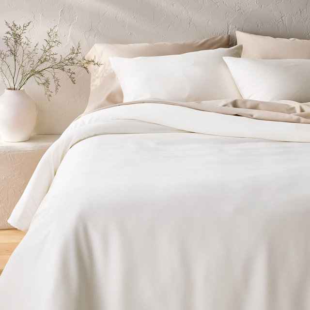 Full/Queen Rayon from Bamboo Duvet Set White - Casaluna™