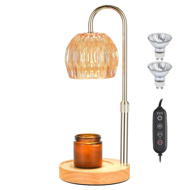 Besotom Candle Warmer Lamp with Timer, Adjustable Height Dimmable Candle Warmer,Compatible with Large Jar Candles, Candle Lamp with 2 Bulbs, Gifts for Women, Amber