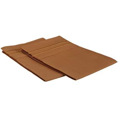 Clara Clark  Supreme 1500 Collection Pillowcase Set - Standard Size, Mocha Light Brown Carmel