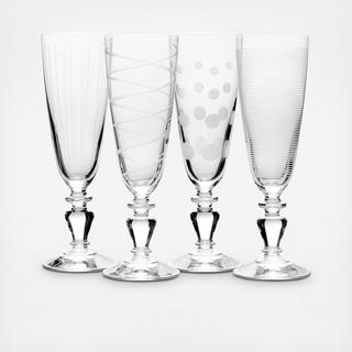 Cheers Vintage Champagne Flute, Set of 4