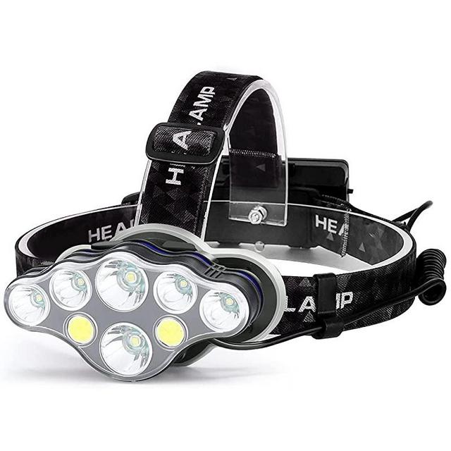 Victoper Rechargeable Headlamp, 8 LED 18000 High Lumen Bright Head Lamp with Red Light, Lightweight USB Head Light, 8 Mode Waterproof Head Flashlight for Outdoor Running Hunting Camping Gear, Black