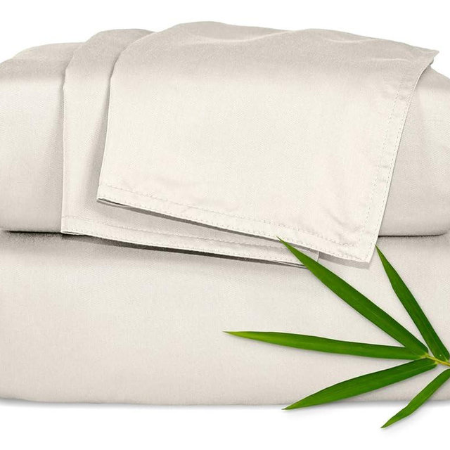 Pure Bamboo Twin XL Sheets, Genuine 100% Organic Viscose Derived from Bamboo Bed Sheet Set, Luxuriously Soft & Cooling, Double Stitching, Lifetime Quality Promise (Twin XL, Creme)