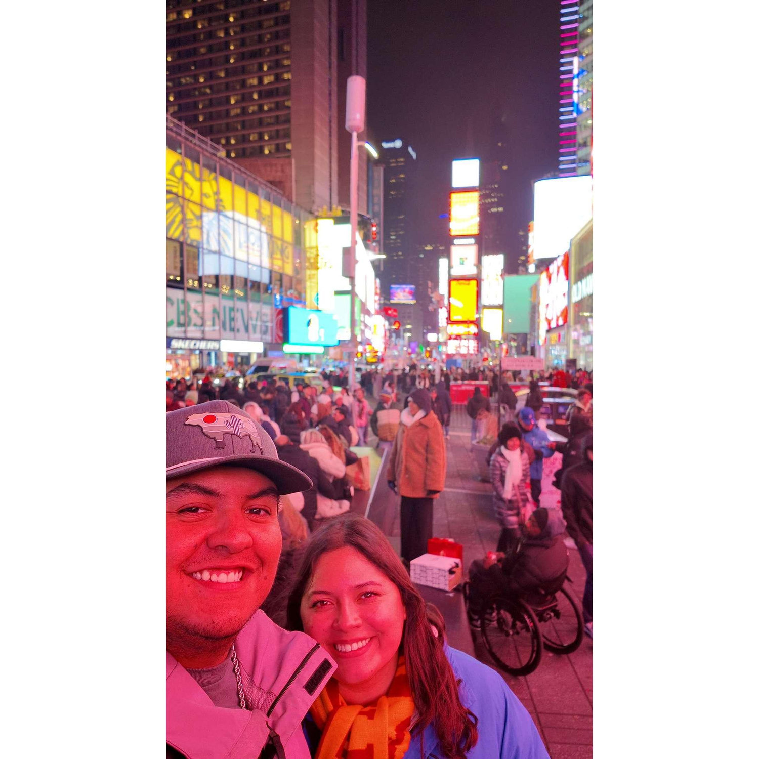December 20, 2024 - On a trip to New York to spend Christmas with Lydia's NY family!
In Times Square, Lydia & Austin wrote their wishes on the confetti that gets released during the ball drop!