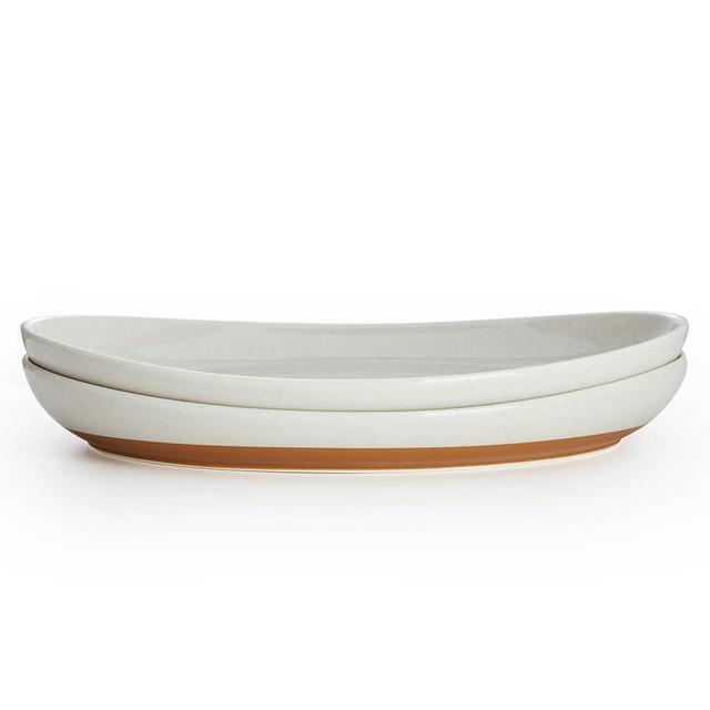 Sweese Oval Serving Platters, 14.5 Inch Dove Grey Porcelain Serving Platters for Party, Large Oval Serving Trays Serving Plates for Fish Dish, Steak, Restaurant, Dessert Shop, Set of 2