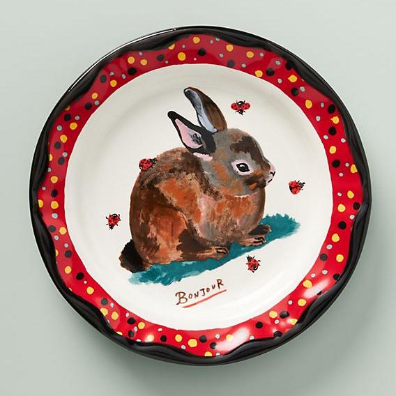 Nathalie Lete Charmante Rabbit Dinner Plate