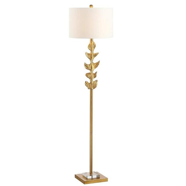 Safavieh FLL4047A Lighting Georgiana Gold Leaf 61.5-inch (LED Bulb Included) Floor Lamp, White