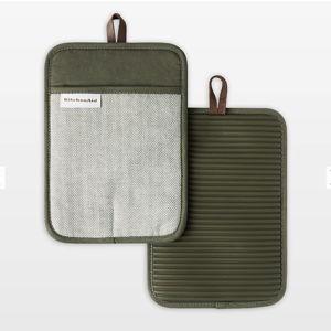 KitchenAid Design Series Evergreen Potholders, Set of 2 + Reviews | Crate & Barrel
