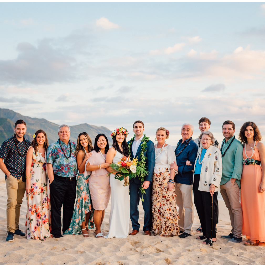 Our family on our wedding day. Keawaula Beach, Oahu, Hawaii