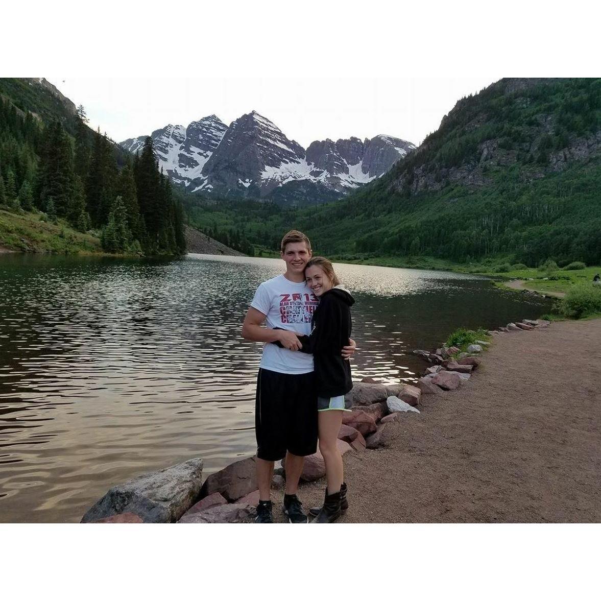 Camping in Maroon Bells with Cali's parents in high school.