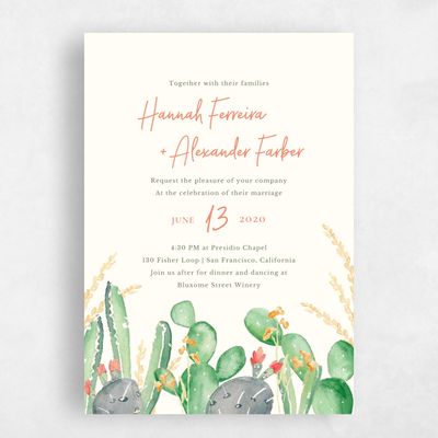 Beige Greenery Wedding Invitation - Aurora Border