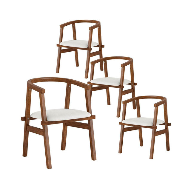 Costway Wooden Dining Chairs with Wrap-around Armrest & Padded Seat for Kitchen