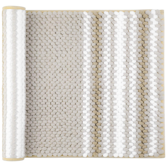 PiccoCasa Chenille Bathroom Rug Non-Slip Mat Soft Absorbent Bone 20"x32"