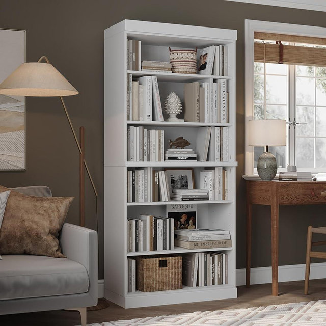 Palace Imports Solid Wood Bookcase - Stackable Modular 6 Tier Bookshelf - 71.5" Tall x 32" Wide - White Book Shelf, Open Display Shelf for Living Room, Office, 100% Eco-Friendly Wood, Made in Brazil