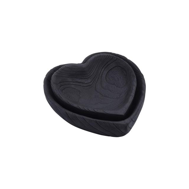 Sagebrook Home Set of 2 Heart Shaped Bowls - 9" and 10" Black Wooden Nesting Heart Bowls for Table Decor and Display