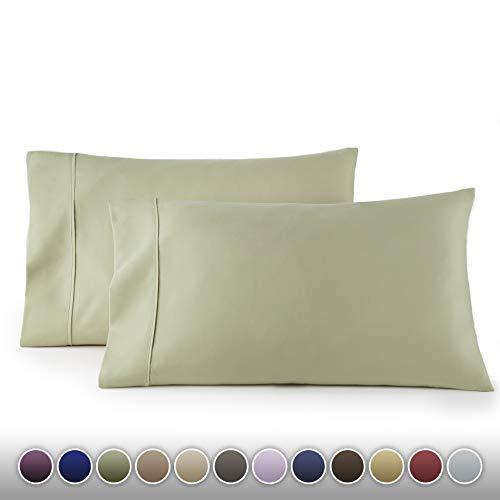 HC COLLECTION 1500 Thread Count Egyptian Quality 2pc Set of Pillow Cases, Silky Soft & Wrinkle Free (Fits Queen)- Standard Size/Sage Green
