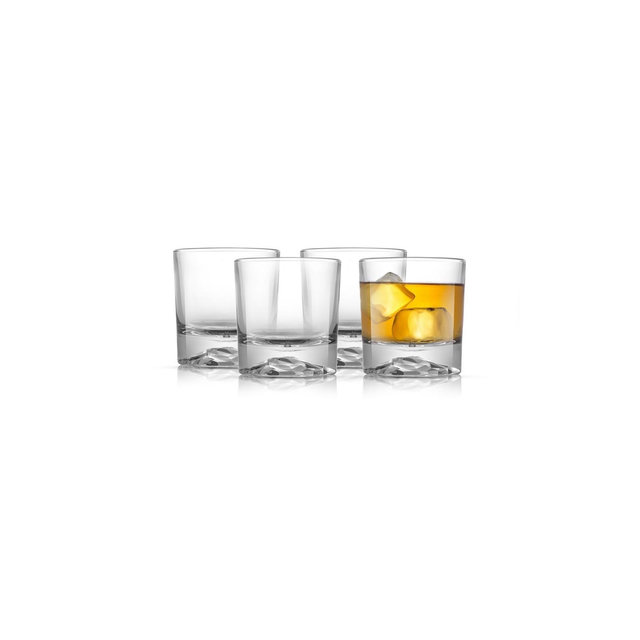 JoyJolt Radient Crystal Whiskey Glass - Set of 4 Old Fashioned Crystal Glass - 10 oz