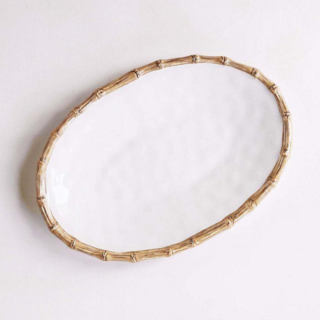 Bamboo Outdoor Melamine Oval Platter, 8"x18"