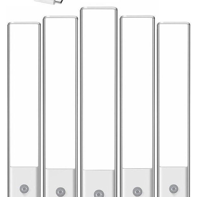 Under Cabinet Lights ，LED Motion Sensor Light Indoor, Wireless USB Rechargeable Magnetic Closet Lights, 5 Pack Under Counter Lights for Kitchen, Cabinet, Wardrobe, Stairs(White Light, 5Packs-8inch)