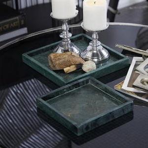Tisbury Lane Marble 2-Piece Square Living Room Decor Tray Set
