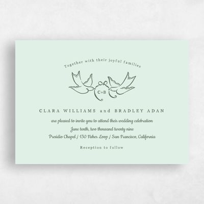 Mint, Green Wedding Invitation - Camarine Landscape
