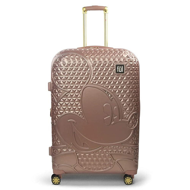 ful Disney Mickey Mouse Rolling Suitcase, Hardside Travel Luggage with Spinner Wheels, 29 Inches, Rose Gold