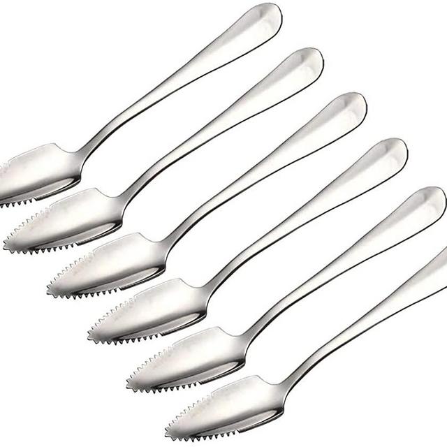 Stainless Steel Grapefruit Spoons, Jagged Grapefruit Spoon, Suitable for Citrus Fruits, Kiwi, Salads and Desserts， Set of 6…