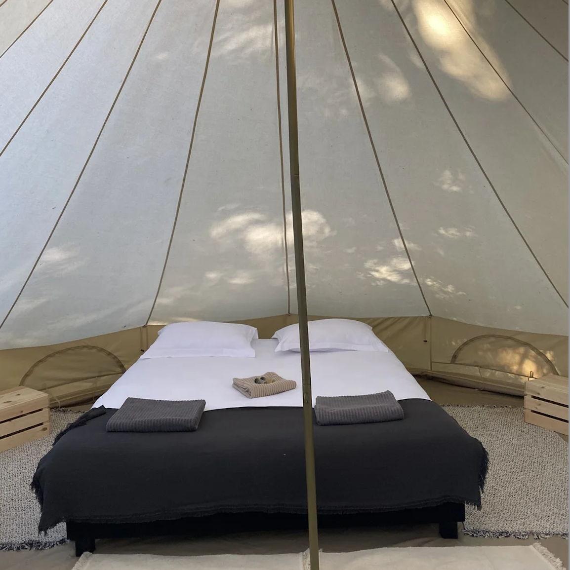 Glamping tents at Château du Fey are available for 2 or 4 people. If you’d like to stay in one during the wedding weekend, please let Bianca or Valentin know.