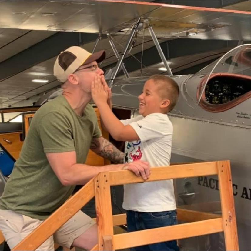 Giddy and Kevin at the air museum in 2021. Giddy was still so little!