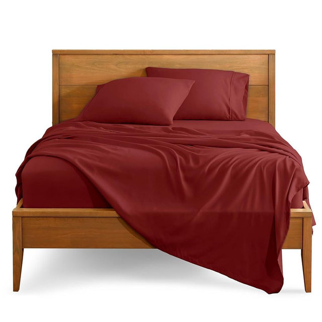 Bare Home Queen Sheet Set - 1800 Ultra-Soft Microfiber Queen Bed Sheets - Double Brushed - Deep Pockets - Easy Fit - 4 Piece Set - Bed Sheets (Queen, Rosewood)