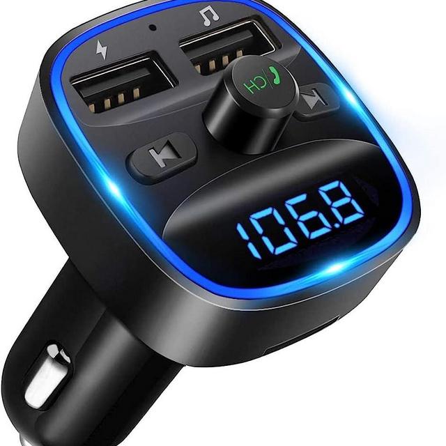 LENCENT FM Transmitter, 2022 Upgraded Bluetooth FM Transmitter Wireless Radio Adapter Car Kit with Dual USB Charging Car Charger MP3 Player Support TF Card & USB Disk