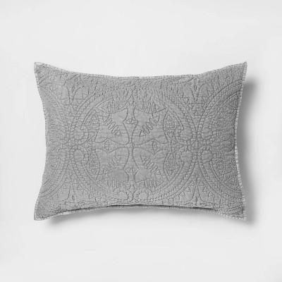Standard Medallion Stitch Pillow Sham Gray - Opalhouse™