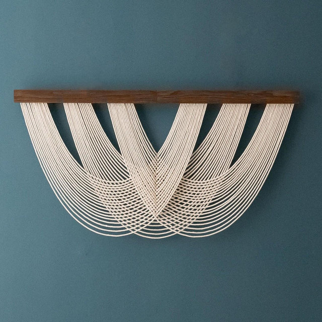 Macrame Fiber Wall Hanging For Boho Home Decor Accent V28